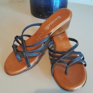 Toscanella Denim Sparkle Sandals Italy 8.5
